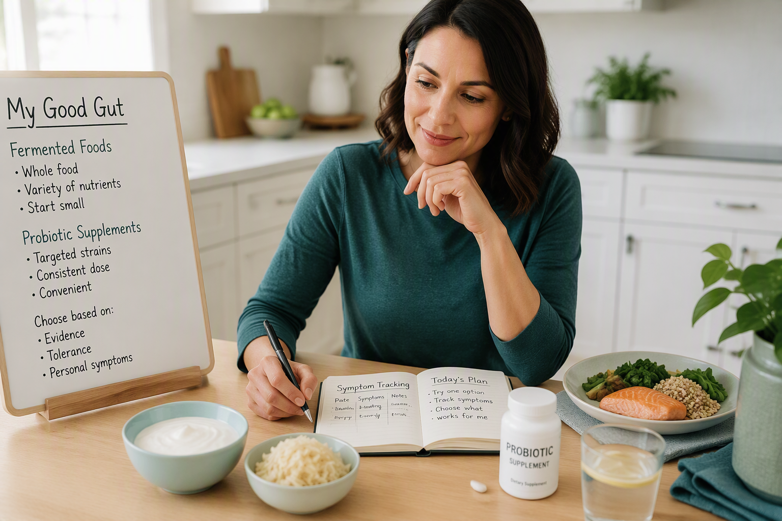 Choosing between fermented foods and probiotic supplements for IBS symptoms