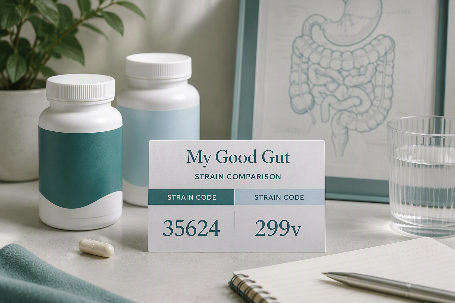Probiotic strain codes 35624 and 299v for IBS bloating evidence