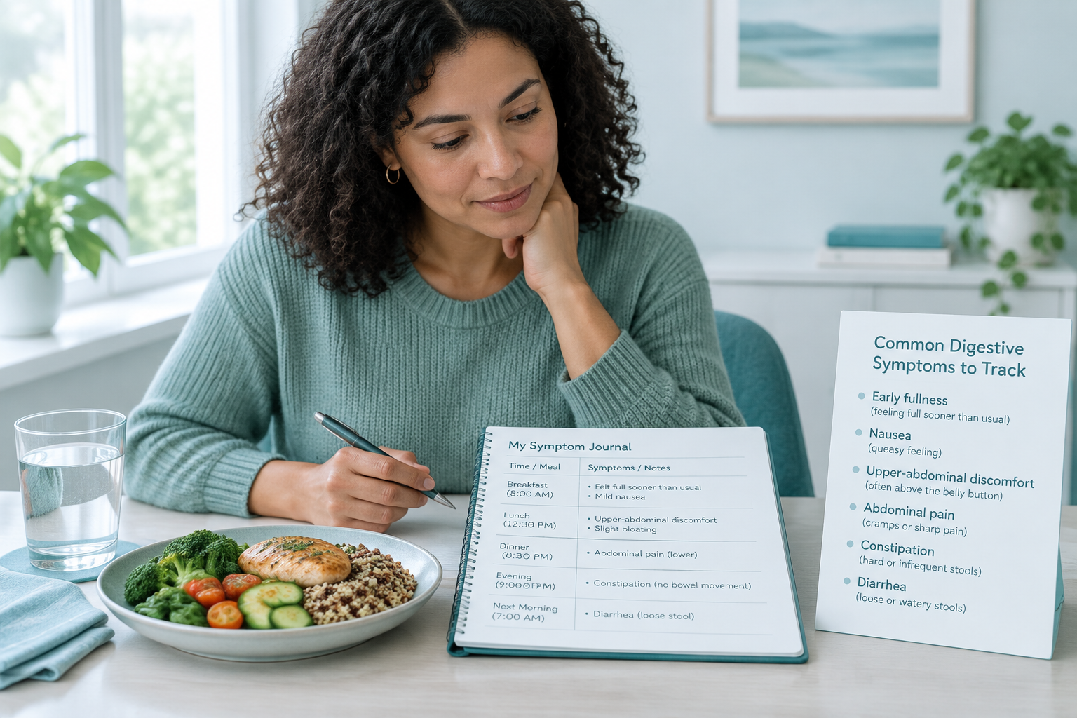 Symptom journal comparing functional dyspepsia and IBS signs after meals and bowel movements