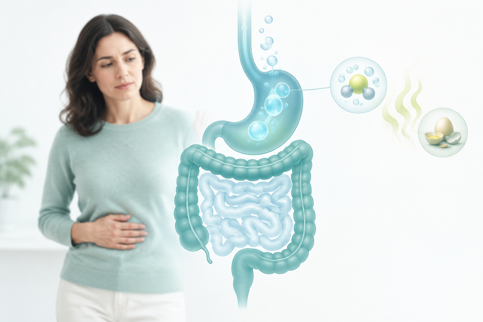 Sulfur burps and hydrogen sulfide gas forming in the digestive system