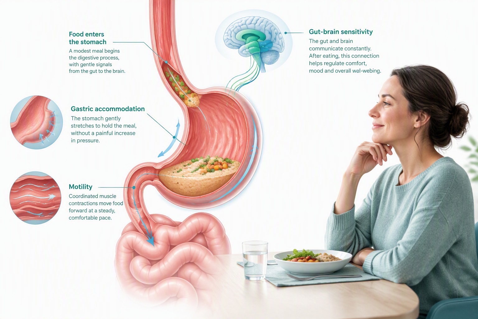 Functional dyspepsia symptoms linked to stomach stretching after meals