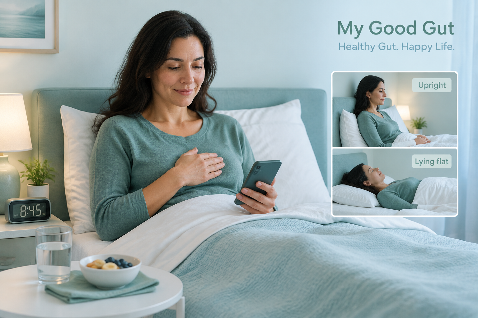 Upright posture after late eating to reduce nighttime acid reflux