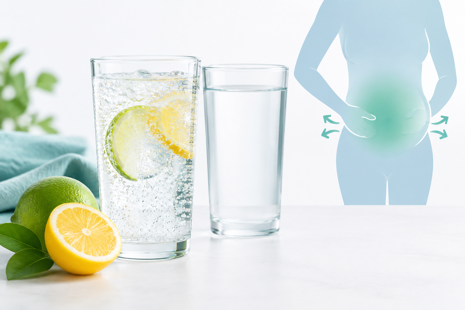 Carbonated Sprite bubbles compared with flat soda for bloating and nausea